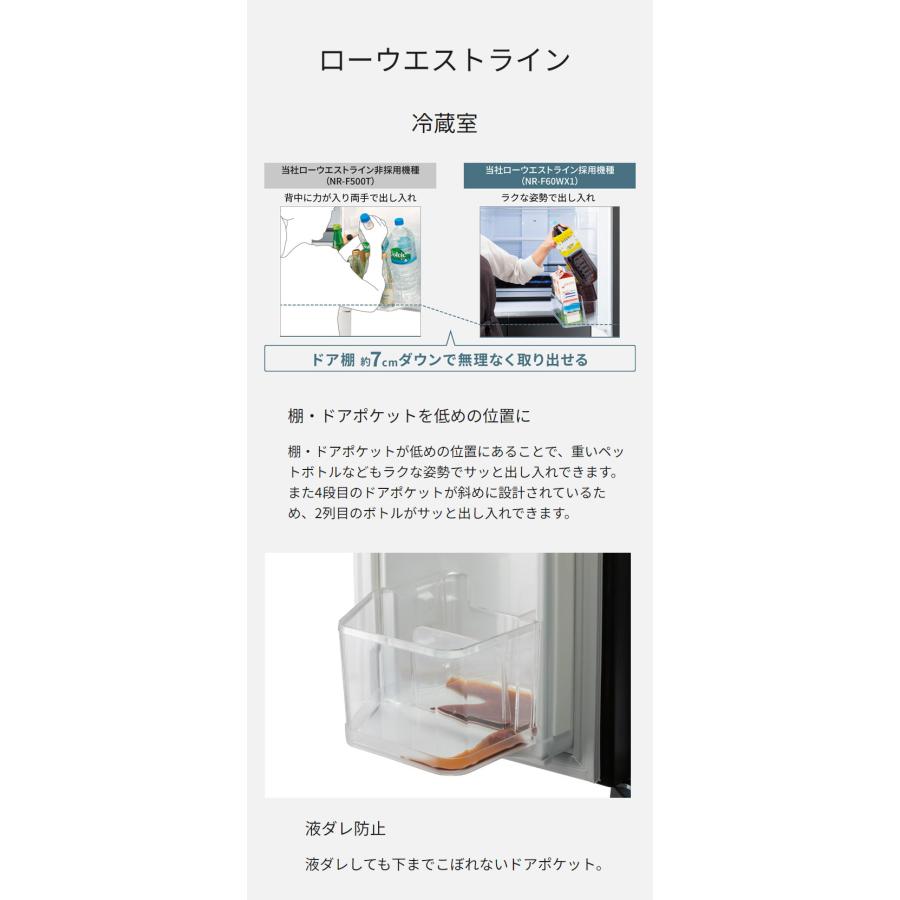 Panasonic 501L 6ドア冷蔵庫 NR-F50EX1-W ホワイト AIエコナビ Panasonic 501L 6ドア冷蔵庫 NR-F50EX1-W ホワイト AIエコナビ