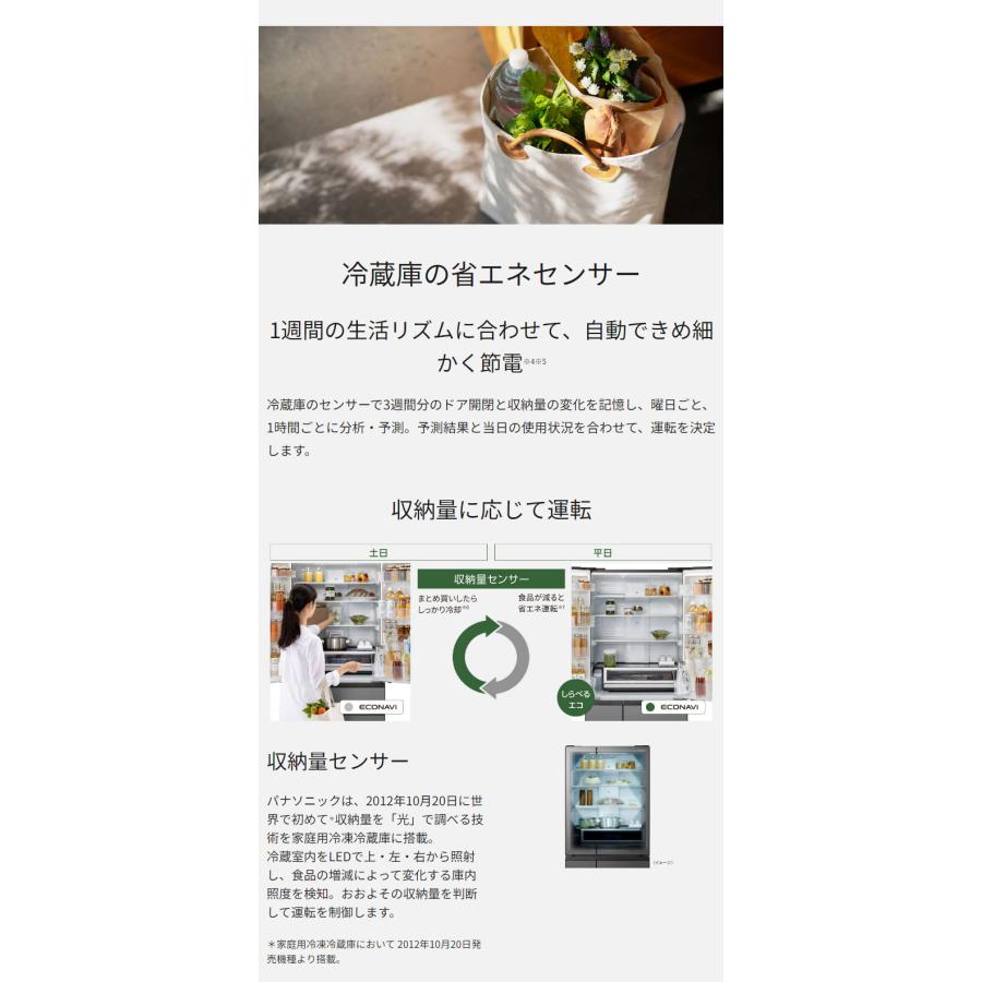 Panasonic 501L 6ドア冷蔵庫 NR-F50EX1-W ホワイト AIエコナビ Panasonic 501L 6ドア冷蔵庫 NR-F50EX1-W ホワイト AIエコナビ