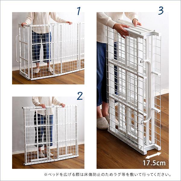 完成品 折りたたみベッド シングル パイプベッド 四つ折り ベッド