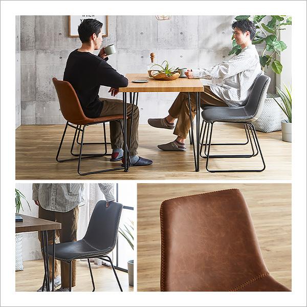ダイニングチェア レザー調 1脚 単品 スクエア型 スチール脚 ダイニングチェア レザー調 1脚 単品 スクエア型 スチール脚