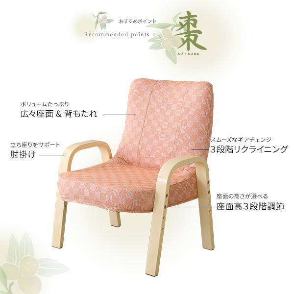 腰掛け高座椅子 背もたれ付き 高さ調節 和座椅子 腰痛対策 ひじ掛け