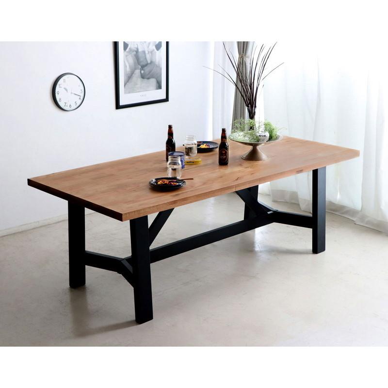 ダイニングテーブル 幅200cm ミックス無垢材 ウレタン塗装 アイアン脚