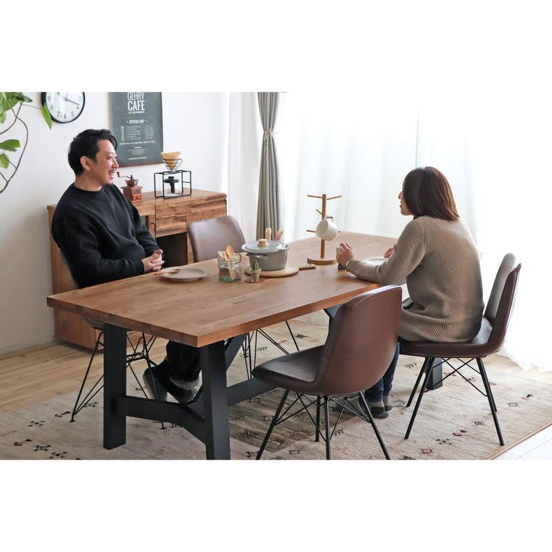 ダイニングテーブル 幅200cm ミックス無垢材 ウレタン塗装 アイアン脚