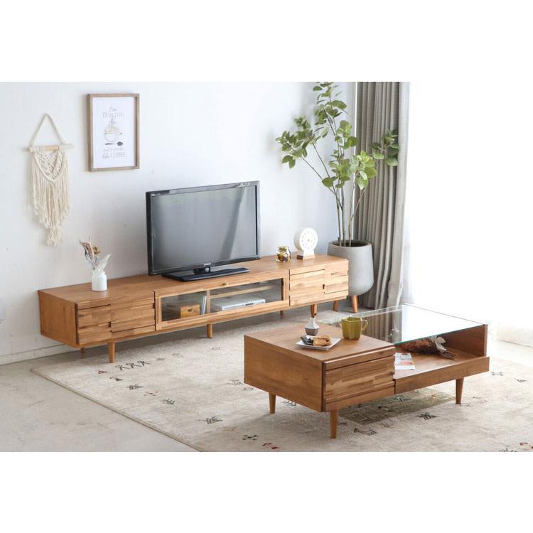 日本製 テレビ台 ローボード 幅180 アカシア無垢 リゾート風デザイン