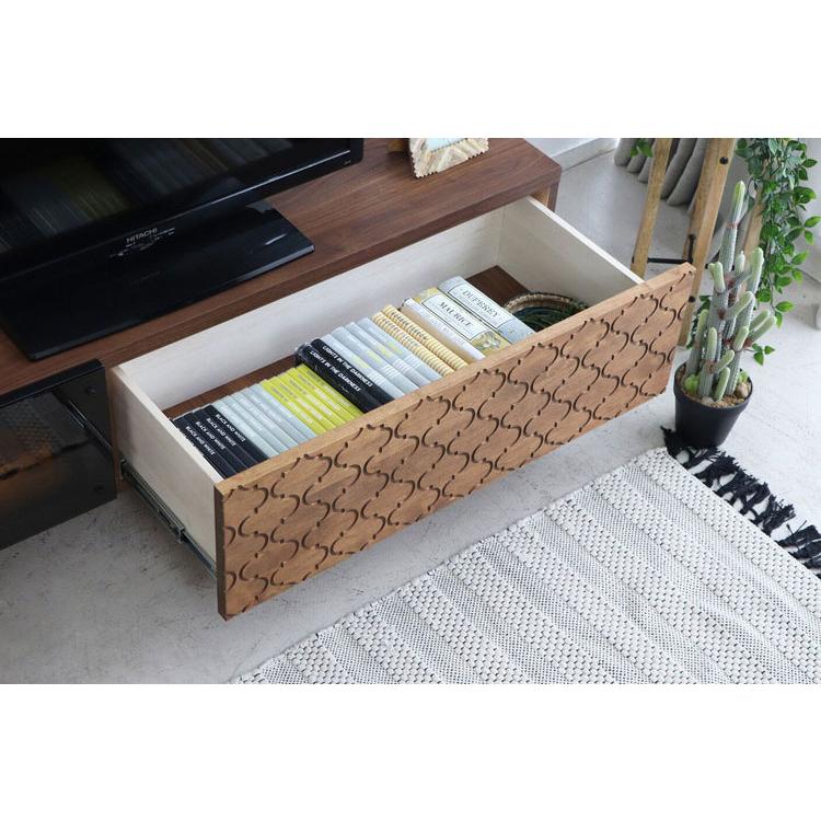 日本製 モロッカン柄 ローボード テレビ台 幅130 レトロ調 脚