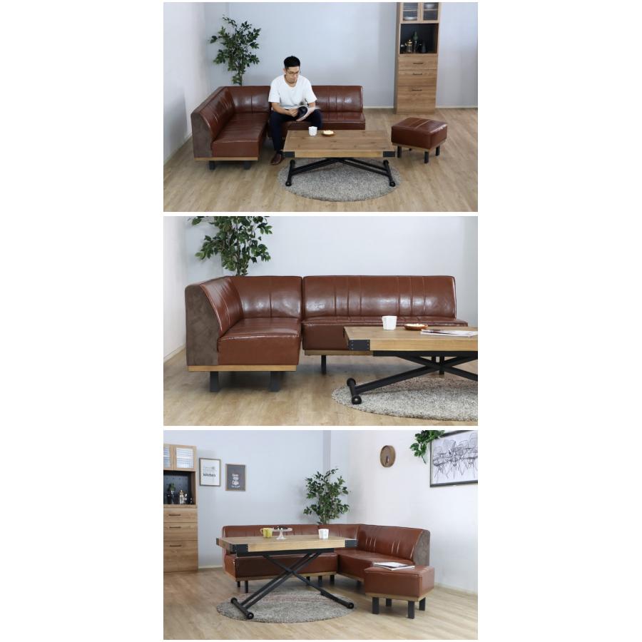カウチソファ L字型 2脚組 リビングソファ ダイニングベンチ コーデュロイ PVCレザー スチール脚 天然木 おしゃれ リビング ダイニング ソファ 代引不可_2