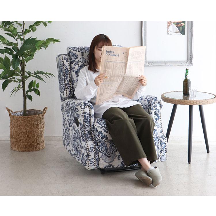 リクライニングソファ 日本製 パーソナルチェア ラウンジチェア 安楽椅子 ダマスク柄 上品 エレガント 重厚感 クラシカル 英国調 ホワイトインテリア 代引不可_2