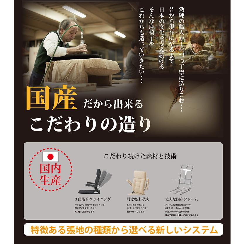 光製作所 日本製 跳ね上げ式 座椅子 国産 リクライニング 3段階