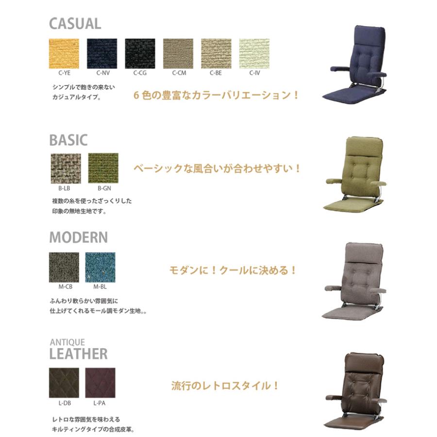 光製作所 日本製 跳ね上げ式 座椅子 国産 リクライニング 3段階