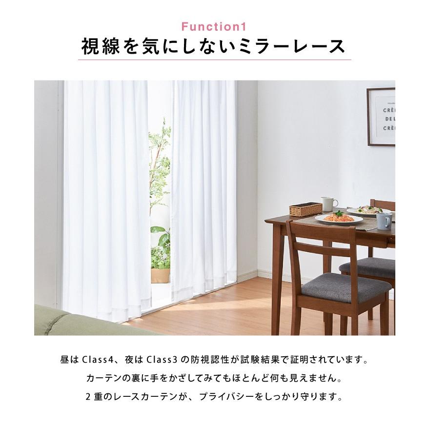 リコメン堂 ミラーレースカーテン 2枚重ね 高機能 幅100cm 2枚組