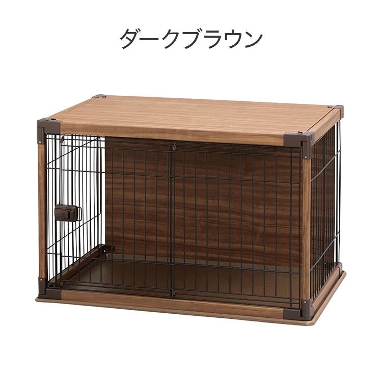 ケージ サークル ハウス 犬 木目調 97x66cm 屋根 トレー付 天板 背面