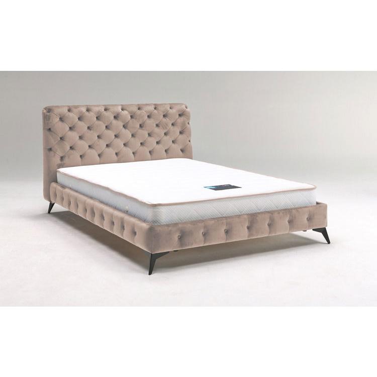 ベッドフレーム ダブル ベロア調ヘッドボード ダブルサイズ すのこ