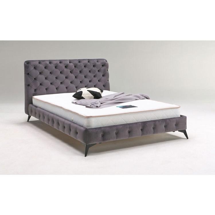 ベッドフレーム ダブル ベロア調ヘッドボード ダブルサイズ すのこ