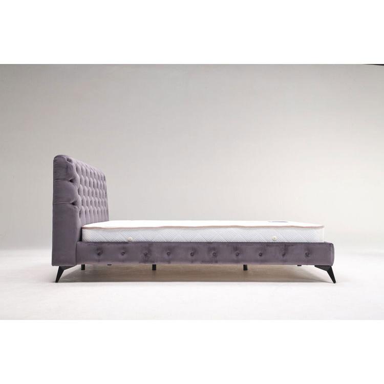 ベッドフレーム ダブル ベロア調ヘッドボード ダブルサイズ すのこ