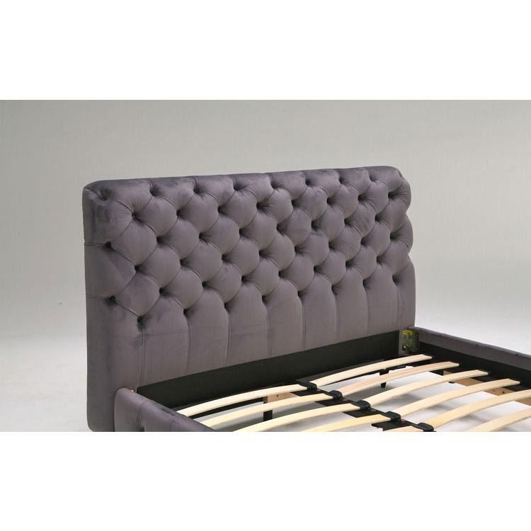 ベッドフレーム ダブル ベロア調ヘッドボード ダブルサイズ すのこ