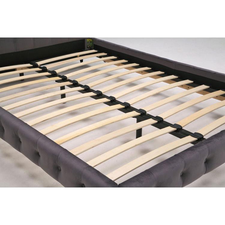 ベッドフレーム ダブル ベロア調ヘッドボード ダブルサイズ すのこ