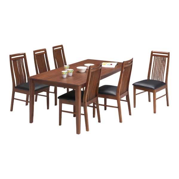 ダイニングテーブルセット 7点セット 6人掛け お客様組立 ダイニングテーブル ウォールナット アカシア ダイニングセット 代引不可