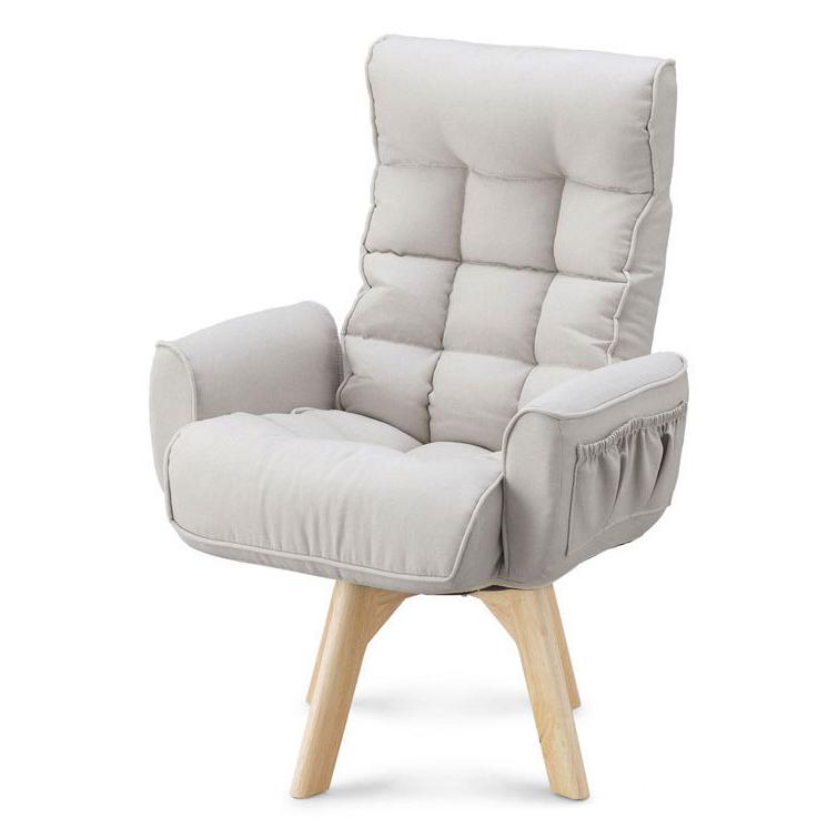 アイリスオーヤマ 回転ファブリックチェア FACN-KH アイボリー 肘付き