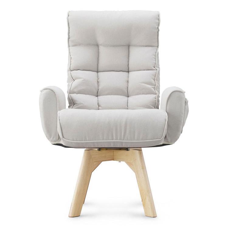 アイリスオーヤマ 回転ファブリックチェア FACN-KH アイボリー 肘付き