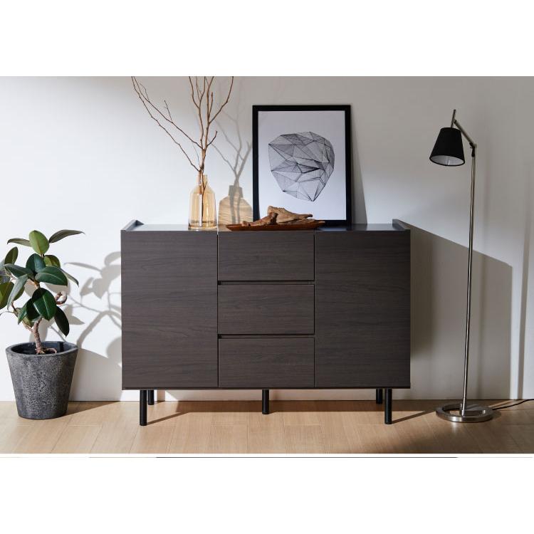 北欧風 キャビネット 幅125 オーク 日本製 完成品 引き出し3段