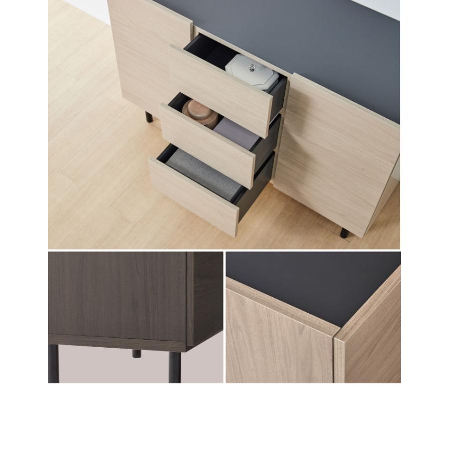 北欧風 キャビネット 幅125 オーク 日本製 完成品 引き出し3段