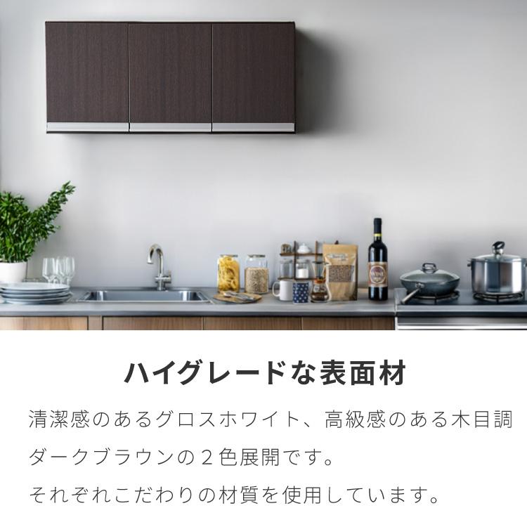 選べる吊戸棚豊富なサイズ 壁面収納 吊戸棚 縦型 幅60 奥行30 完成品 日本製 F キッチン 洗面所 リビング 吊り戸棚 棚 可動棚 高さ調節 鏡面 木目 代引不可の画像