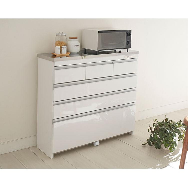 完成品 日本製 キッチンカウンター ステンレス天板 幅90 高さ85 4段