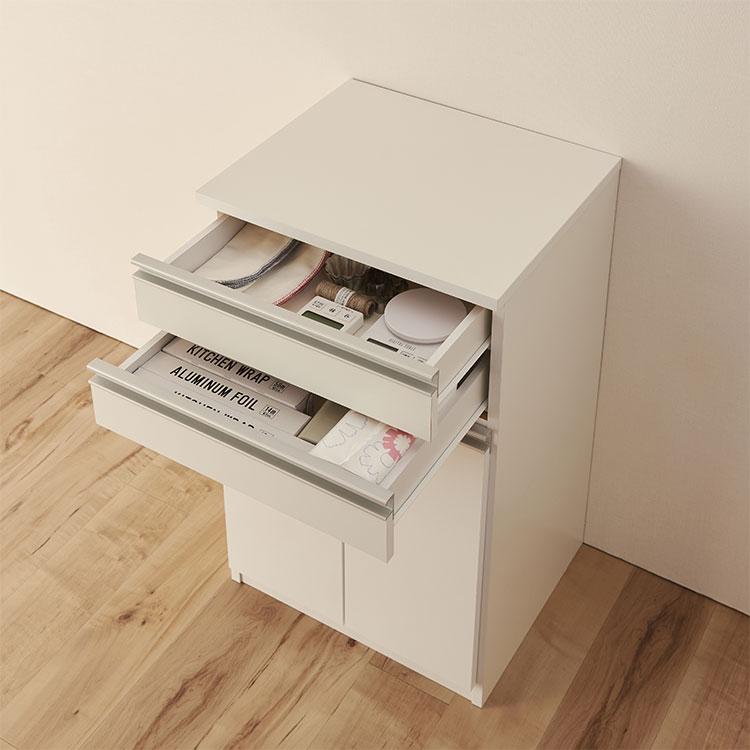 ゴミ箱 隠す収納 キッチンカウンター 2分別 蓋が自動開閉 スライド