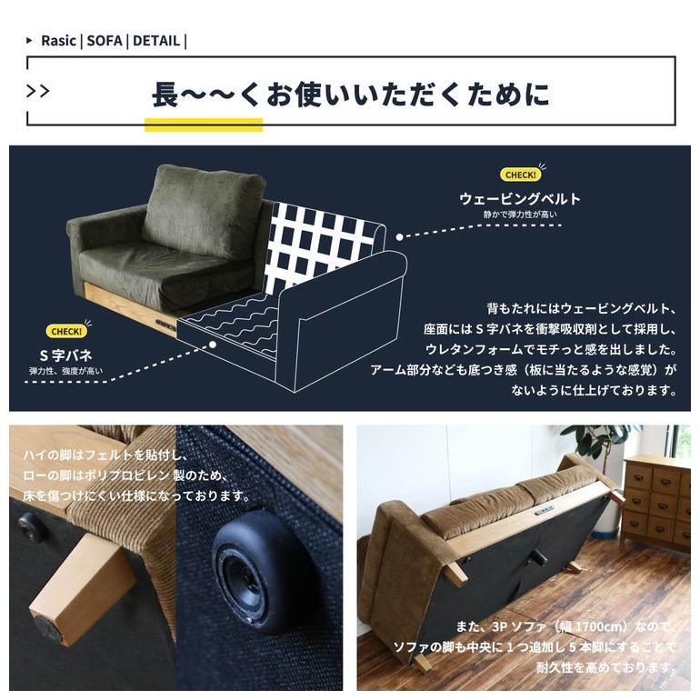 ソファ 幅170cm 電源付き USBタップ付き 高さ調節 2.5人掛け 2人掛け