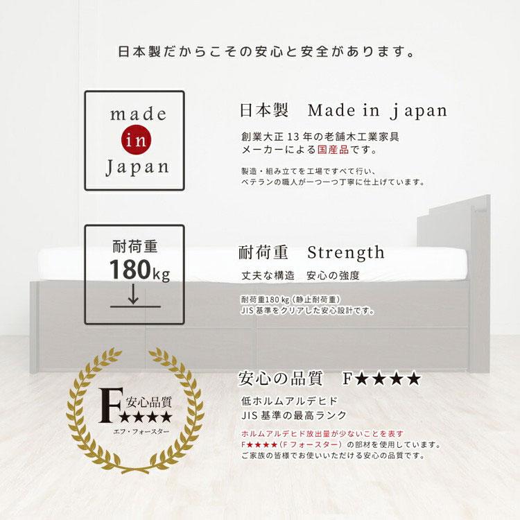 ベッド セミダブル 収納宮付き スマホスタンド コンセント 日本製 フレームのみ 大容量 ベッドフレーム 木製 引き出し付き 収納ベッド 木製ベッド 代引不可｜recommendo｜14