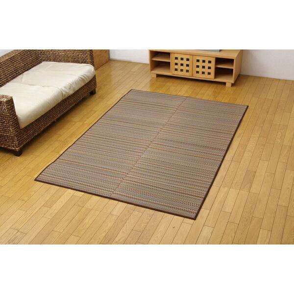 純国産 い草ラグカーペット Fバリアス ブラウン 約191×250cm 裏:ウレタン 代引不可