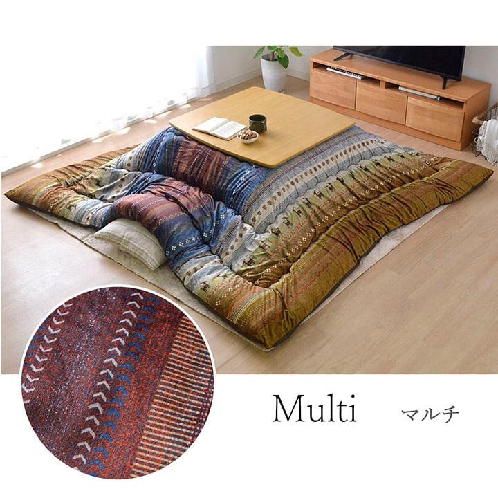 こたつ布団 ギャッベ柄 こたつ布団 正方形 掛け単品 『ラディ』 グリーン オレンジ マルチ 約205×205cm おしゃれ かわいい 北欧(代引不 こたつ布団 ギャッベ柄 正方形 掛け単品 『ラディ』 グリーン オレンジ