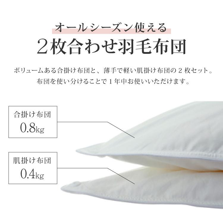 日本製 2枚合わせ 羽毛布団 シングル ロイヤルゴールドラベル ホワイト