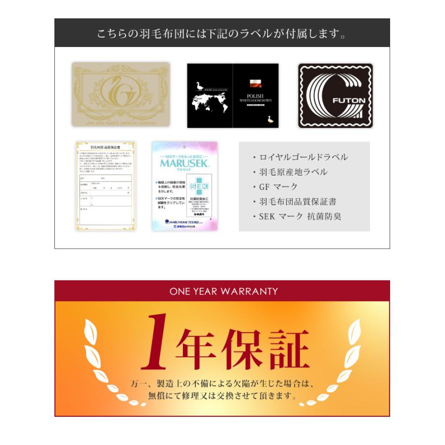 未使用訳あり　日本製　五ッ星　ロイヤルゴールドラベル　ポーランド産ホワイトダックダウン９３％　１，9キロ　キング　アイボリー 羽毛布団 シングル ポーランド産ホワイトダックダウン93% ロイヤル
