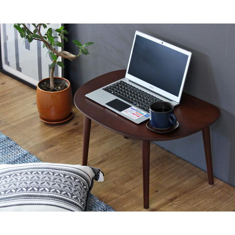 木製オーバル型センターテーブル オーバルテーブル 半円型 幅60cm センターテーブル リビングテーブル