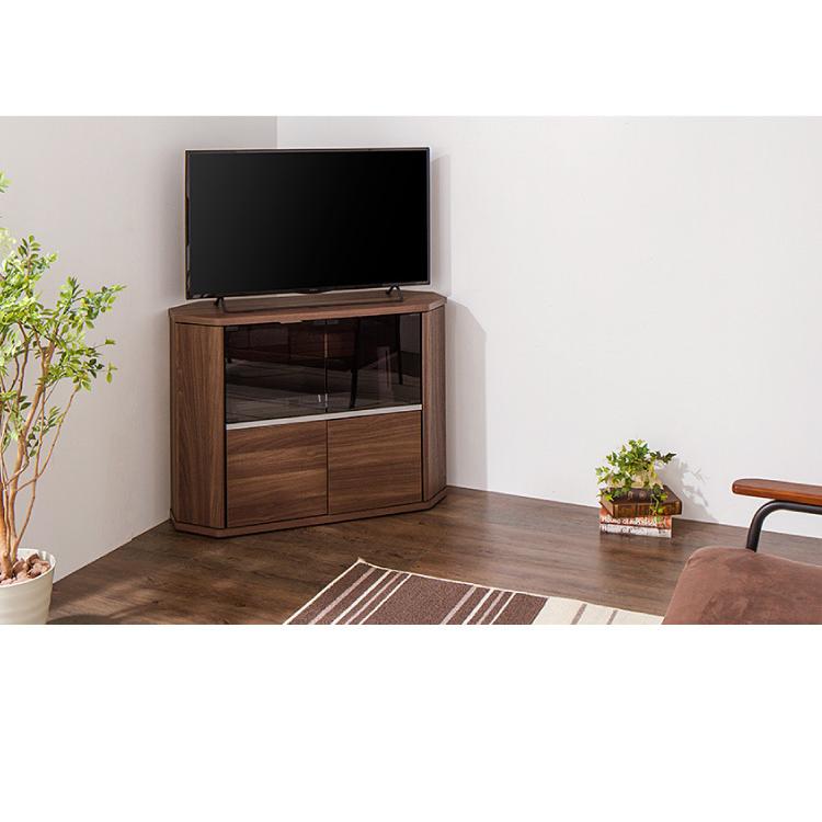 ss2266　ラシーヌ　コーナーAVボード　RAC-7580AV-CR　木目調　TV　テレビ　32型対応　テレビラック　AV収納　ガラス扉 　ハイタイプ　キャスター付　省スペース　RACINE Amazon｜朝日木材加工(Asahiwood) テレビ台 RACINE ハイタイプ 32型