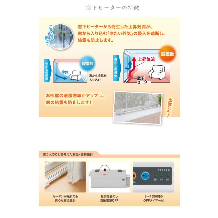 ゼンケン 窓下ヒーター 90cm ZK-91 窓際 窓用 暖房 結露防止 【公式通販】