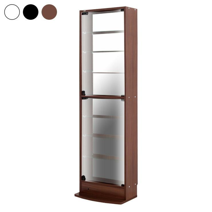 コレクションラック 本体+ミラー+LED 3点セット 幅54.1cm 奥行き18.5cm 高さ180cm CR-T5519EM2 収納ラック ディスプレイラック 代引不可