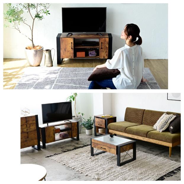 生産終了希少 テレビ台 ローボード アンティーク調 黒 幅90cm テレビボード テレビ台 ローボード アンティーク調 BROCANTE ブラック 幅90cm