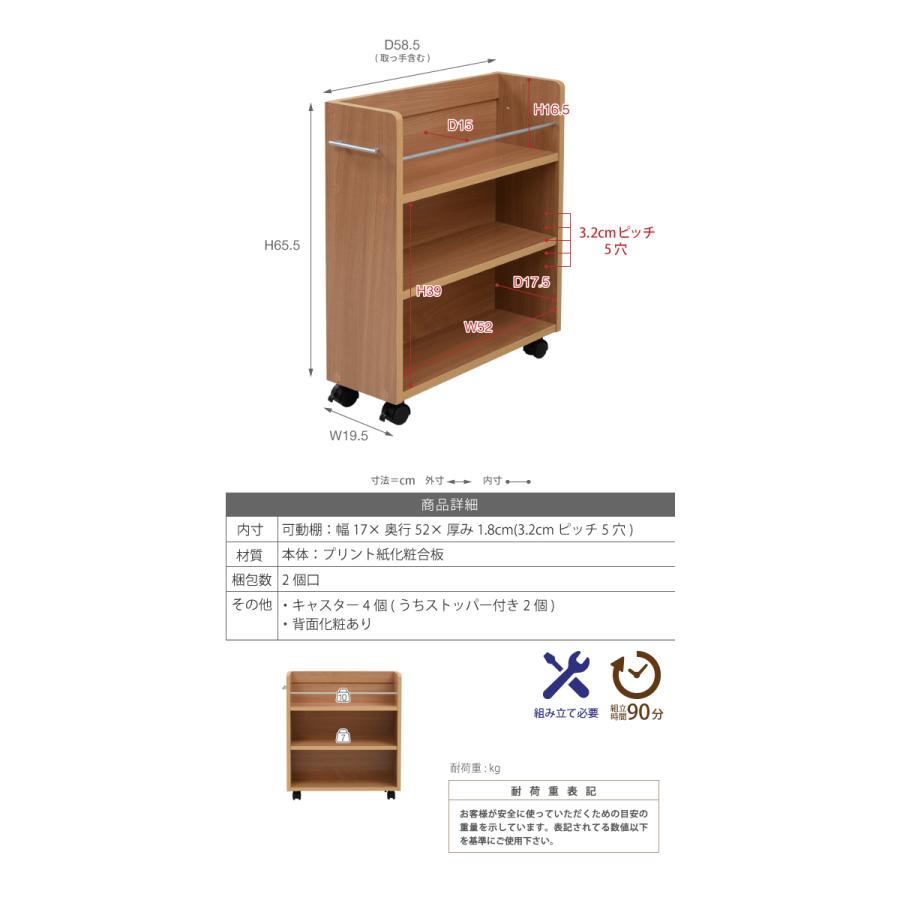 クローゼット 収納 ラック 本棚 4個セット 幅19 奥行58 キャスター付き
