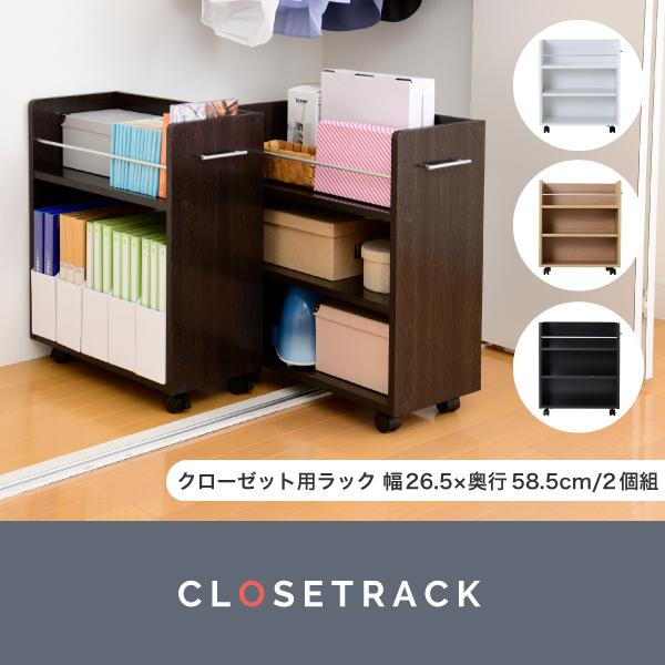 クローゼット ラック 収納 2個セット A4ファイル 幅26 奥行58