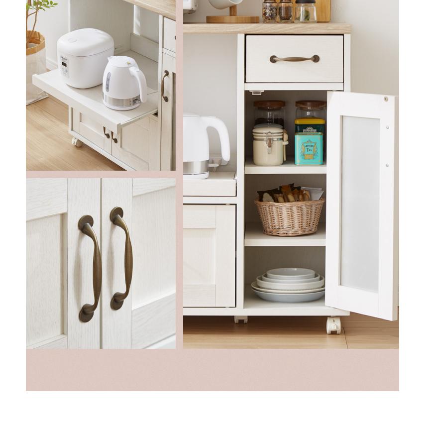 88cm幅 レンジボード・レンジ台 キッチンカウンター キャスター付き 幅88cm 食器棚 ロータイプ