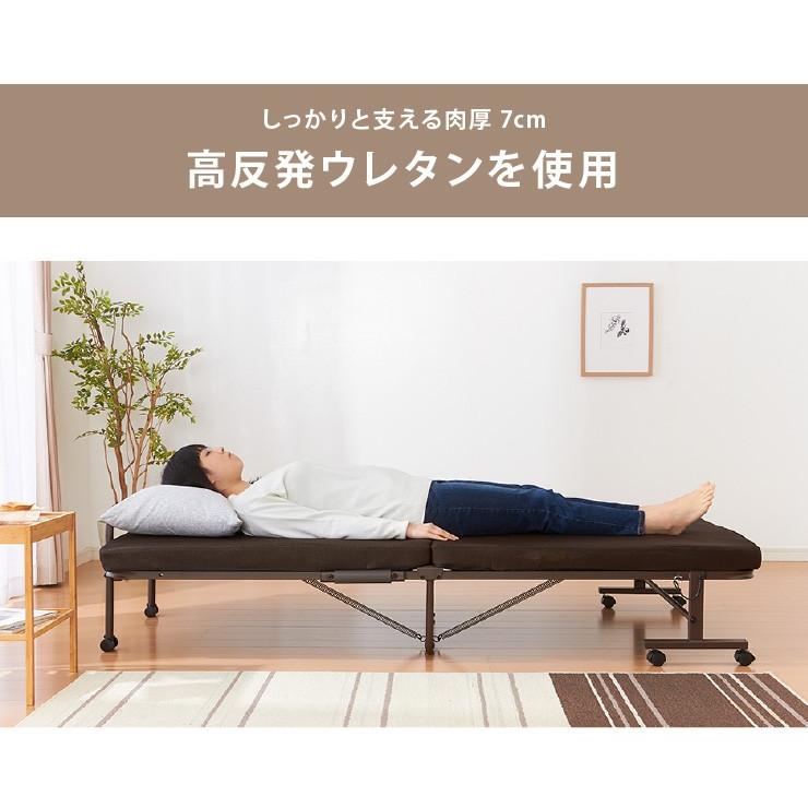 高反発ウレタン入り 折りたたみベッド セミシングル 幅65cm ベッド