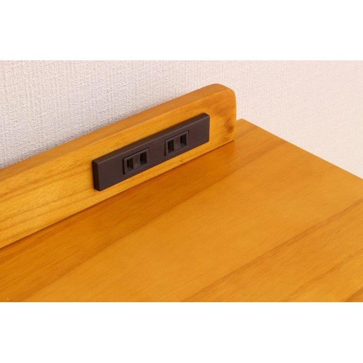 桐製 引出しいっぱいマルチラック 幅72cm コンセント2口 鍵付き FAX台