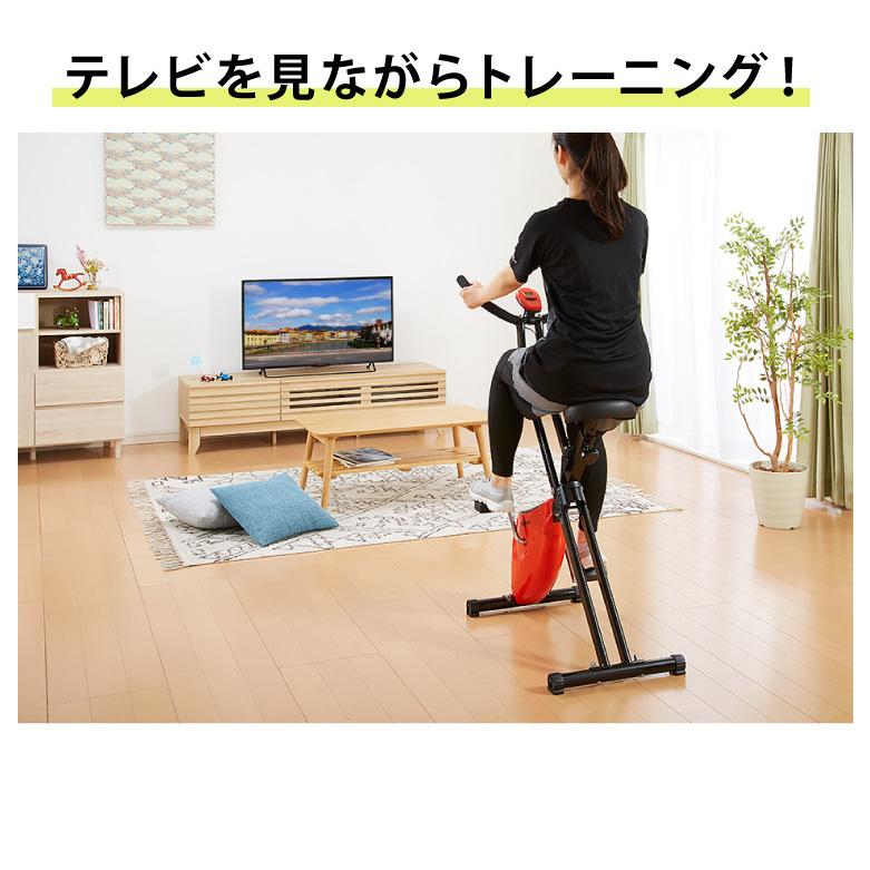 フィットネスバイク 電源不要 折りたたみ収納可能 液晶メーター