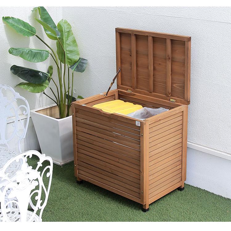 木製ダストボックス 幅70cm 屋外 ゴミ箱 ダストボックス 天然木製 庭用 ガーデン用 ごみ箱 ゴミステーション ベランダ ガーデニング 外用ゴミ箱 代引不可の画像