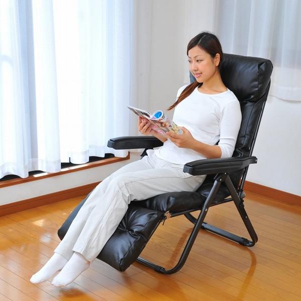 フットレスト付リラックスチェア ブラック リクライニングチェア