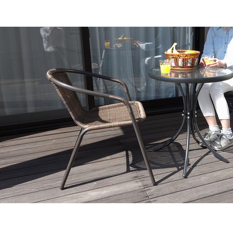 ラタン調ガーデンチェア 単品 ブラック ガーデンチェア ラタン