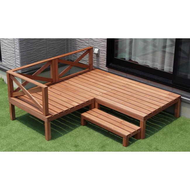 天然木 ウッドデッキ キット 0.75坪 フルセット 4点セット 天然木 ウッドデッキ キット 0.75坪 フルセット 4点セット