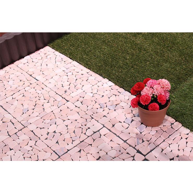 〇雑草防止！防草シート付き天然石マット ピンク２４枚セット 楽天市場】天然石付き防草マット 24枚組 天然石マット防草シート付